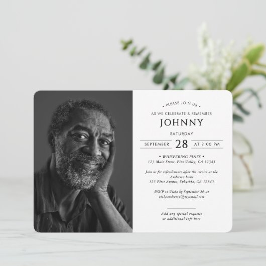 Moderne begrafenisherdenking Viering van het leven Kaart (Staand voorkant)