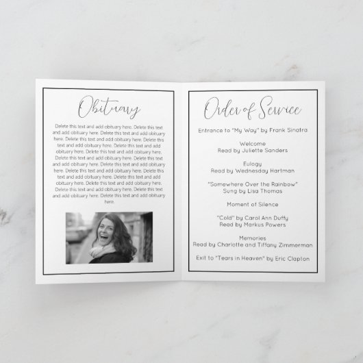 Moderne begrafenisprogramma - Minimalistische Kaar Programma (Binnen)