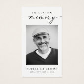 Moderne begrafenissympathie Foto Memorial Prayer K Visitekaartje (Voorkant)