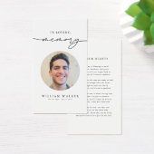 Moderne begrafenissympathie Foto Memorial Prayer K Visitekaartje (Bureau)