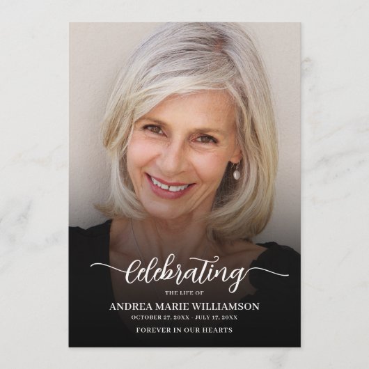 Moderne begrafenisviering van het leven Foto Programmakaart (Voorkant)