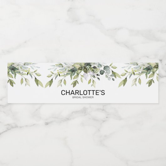 Moderne Begroeiing Loof Bruidsfeest Waterfles Etiket (Enkel label)