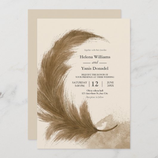 Moderne begroting Boho Terracotta Pampas Grass Kaart (Voorkant / Achterkant)