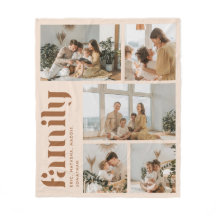 Moderne Beige 5 Familie Fotocollage met Namen