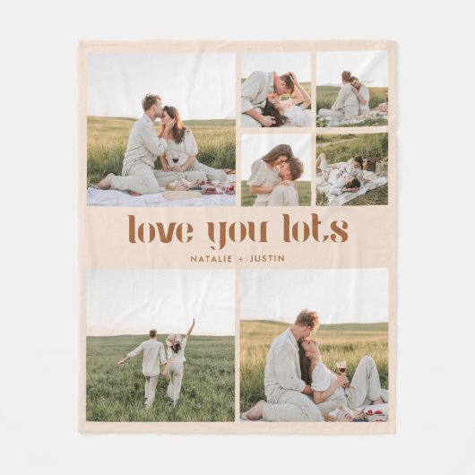 Moderne Beige 7 Foto Koppel Collage Fleece Deken (Voorkant)