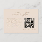 Moderne Beige A Opmerking Over Cadeaus QR Code Informatiekaartje (Voorkant)