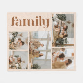 Moderne Beige Aangepaste 5 Foto Familie Fleece Deken (Voorkant (Horizontaal))