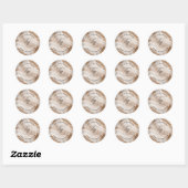 Moderne beige aangepaste logo naam witte bedankt ronde sticker (Vel)