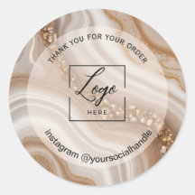 Moderne beige aangepaste logo naam witte bedankt