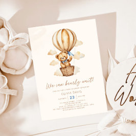 Moderne Beige Beer Jongen Baby Shower Kaart
