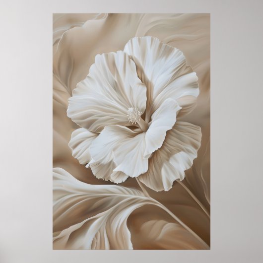 Moderne Beige Bloem Esthetische Wandkunst Poster (Voorkant)