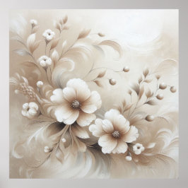 Moderne Beige Bloemen 10 Poster