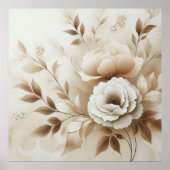 Moderne Beige Bloemen 16 Poster (Voorkant)