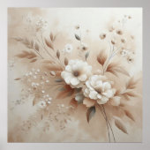 Moderne Beige Bloemen 18 Poster (Voorkant)
