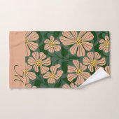 Moderne beige bloemen met groene bladeren bad handdoek (Handdoek)
