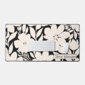 Moderne Beige Bloemen Zwart Botanisch Bureaumat (Keyboard & Muis)