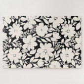 Moderne Beige Bloemen Zwart Botanisch Legpuzzel (Horizontaal)