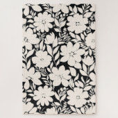 Moderne Beige Bloemen Zwart Botanisch Legpuzzel (Verticaal)
