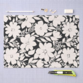 Moderne Beige Bloemen Zwart Botanisch Tissuepapier (Craft)