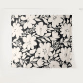 Moderne Beige Bloemen Zwart Botanisch Wandkleed (Voorkant (horizontaal))