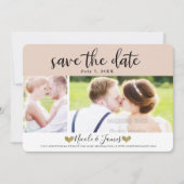 Moderne Beige Blush Save the Date Foto Bruiloft Kaart (Voorkant)