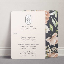 Moderne beige boog initialen Multi Events RSVP-kaa