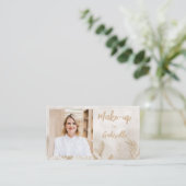 Moderne Beige Botanische Boho-foto-script Visitekaartje (Staand voorkant)