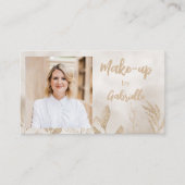 Moderne Beige Botanische Boho-foto-script Visitekaartje (Voorkant)