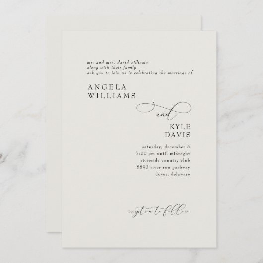 Moderne Beige bruid ouders bruiloft uitnodiging (Voorkant / Achterkant)