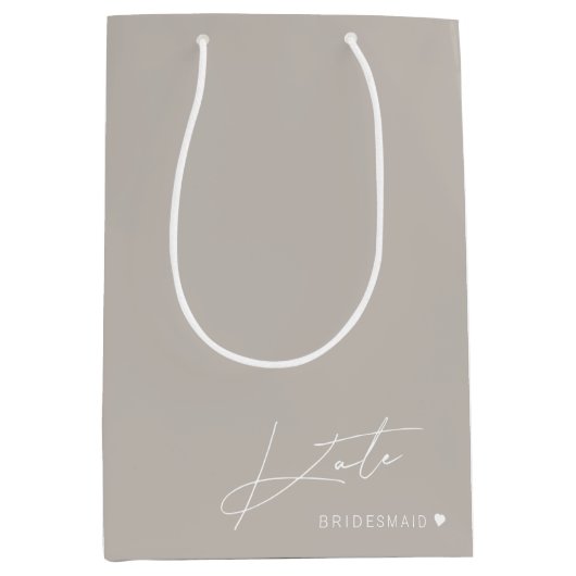 Moderne Beige Bruidsmeisje voorstel Gift Bag Medium Cadeauzakje (Voorkant)