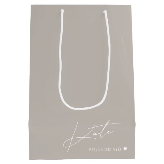Moderne Beige Bruidsmeisje voorstel Gift Bag Medium Cadeauzakje (Achterkant)