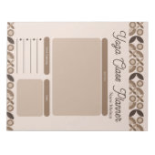Moderne Beige Bruin Patroon Yogaklasse Planner Notitieblok (Voorkant)