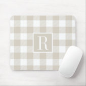 Moderne Beige Buffalo Check Monogram Initiaal Muismat (Met muis)