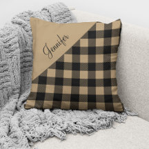 Moderne Beige Buffalo Plaid Check Patroon Naam