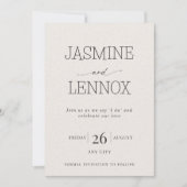 Moderne Beige Cream Huwelijksuitnodiging Kaart (Voorkant)