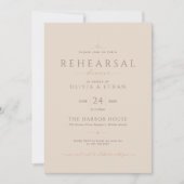 Moderne Beige Editoriale Oefenbruiloftdiner Kaart (Voorkant)