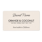 Moderne beige, eenvoudige cosmetische zeep-etikett etiket (Voorkant)