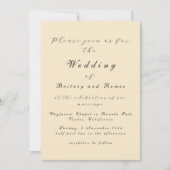 Moderne Beige Elegante Huwelijksuitnodiging Kaart (Voorkant)