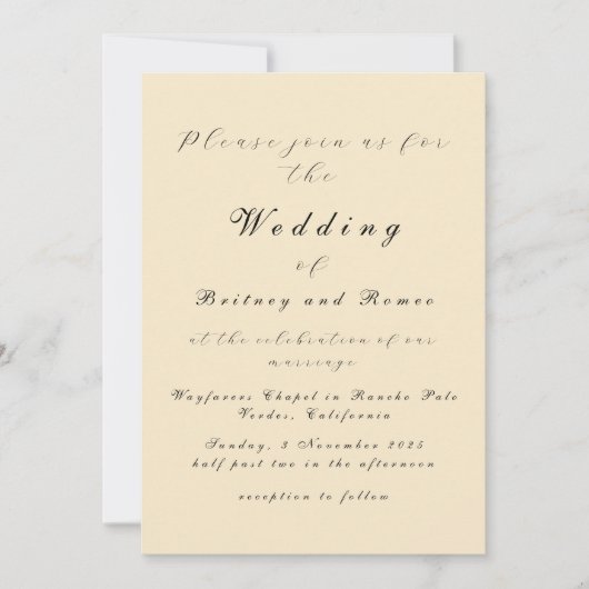Moderne Beige Elegante Huwelijksuitnodiging Kaart (Voorkant)