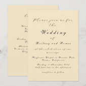 Moderne Beige Elegante Huwelijksuitnodiging Kaart (Voorkant / Achterkant)