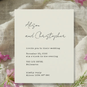 Moderne Beige Elegante Trouw Uitnodiging in Schrij
