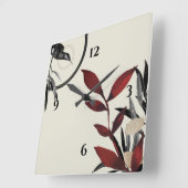 Moderne beige en bruine rode Waterverf botanisch Vierkante Klok (Hoek)