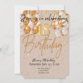Moderne Beige en Gouden Verjaardag Uitnodiging (Voorkant)