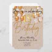 Moderne Beige en Gouden Verjaardag Uitnodiging (Voorkant / Achterkant)