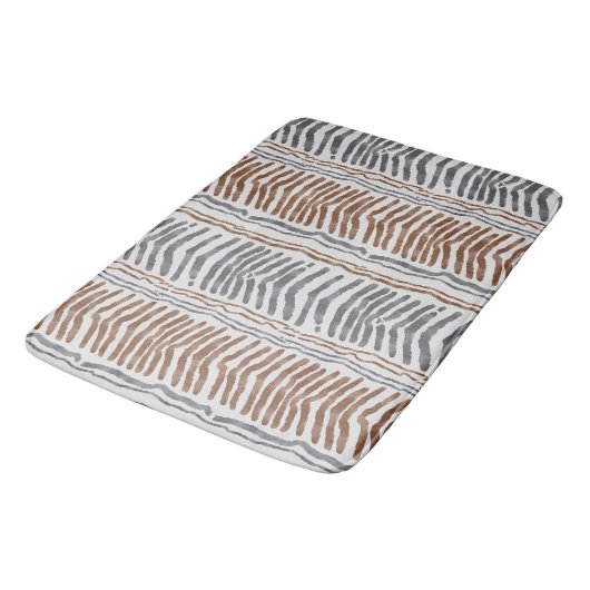 Moderne Beige en Grijze Gestreepte Badkamer Mat (Gekanteld)