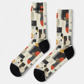 Moderne Beige en Rode Abstracte Patroon op maat Sokken (Links)
