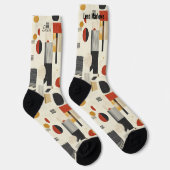 Moderne Beige en Rode Abstracte Patroon op maat Sokken (Rechts)