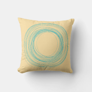 Moderne Beige en Turquoise Blauwe Psychedelische K Kussen