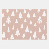 Moderne beige en witte kerstbomen Snowflakes Inpakpapier Vel (Voorkant 2)