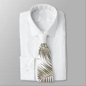 Moderne beige en witte palmbladeren stropdas (Gebonden)